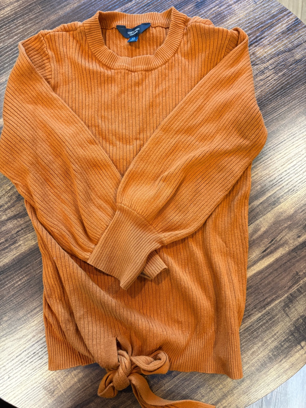 Simply Vera Vera Wang Orange Ribbed Scoop Neck Sweater
